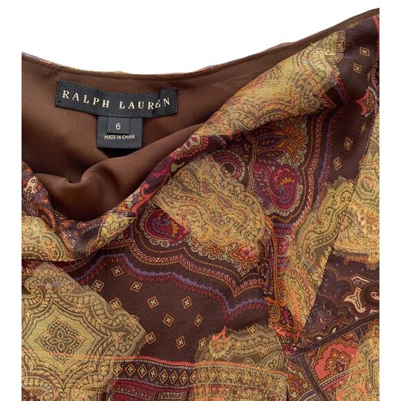 Ralph Lauren Black Label Skirt Silk Metallic Gold Asymmetric Vintage 90s - Picture 3 of 8